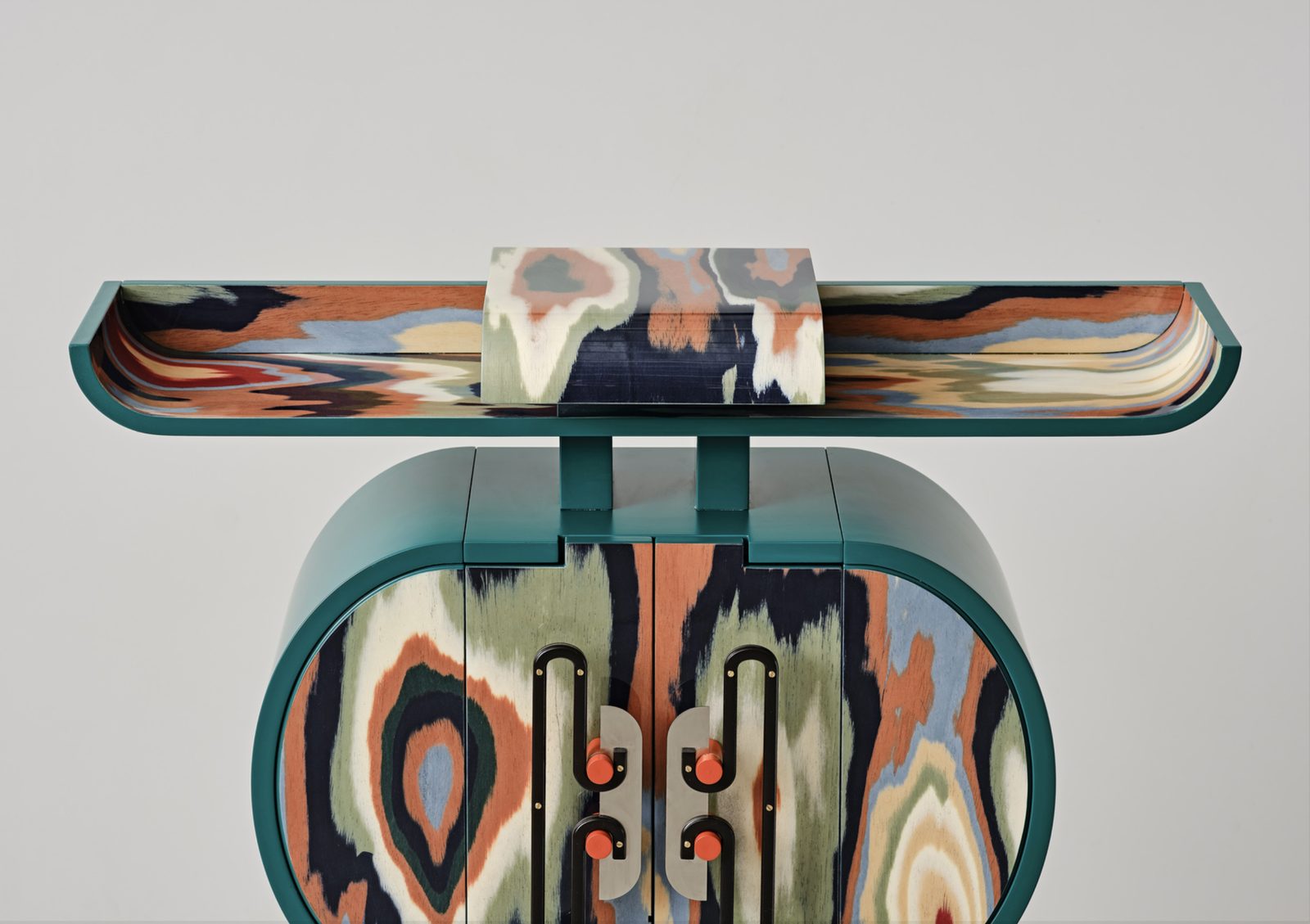 Hand-painted cabinet, detail