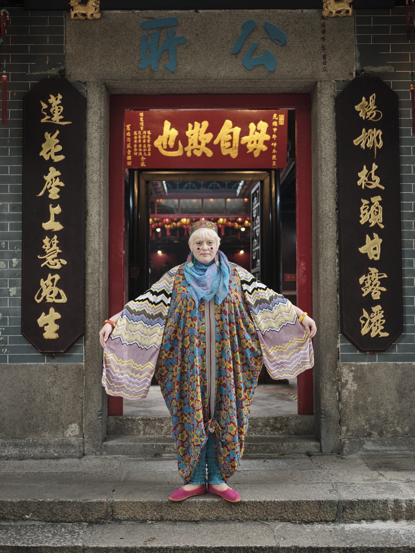 Bethan Laura Wood at a temple doorway, Hong Kong